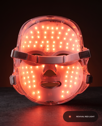 Revival Aura mask interior, translucent shell with full LED array glowing red