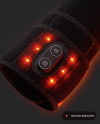 Revival Band close-up on control pod, vibration and heat buttons