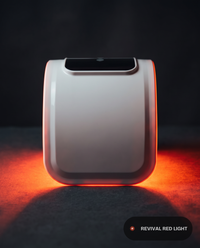 Revival Dome, 7-color LED facial mask, rear view with ember glow rim
