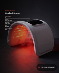 Revival Dome specs: 7 LED colors, 10W DC12V, ABS shell, built-in mist, CE certified